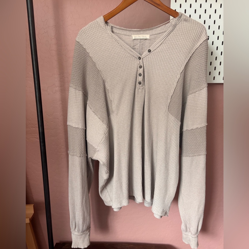 We The Free Two-Tone Waffle Knit Sweatshirt